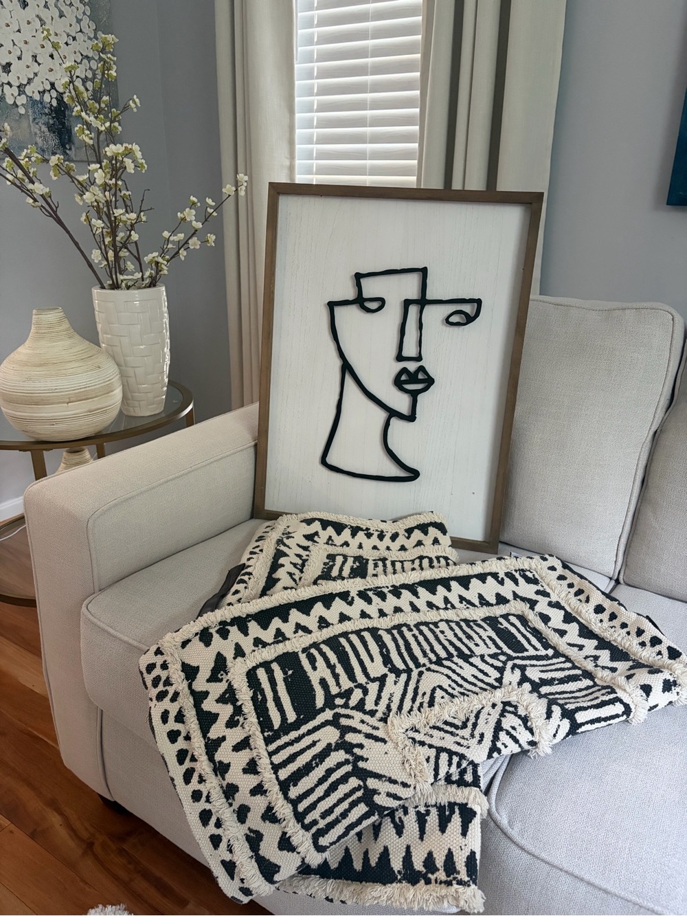 Urban86 Black/Ivory 28” XL 3D Boho Pillow Covers w/Handle/Zipper Qty 4 Washable